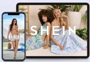 Telas do aplicativo da Shein na Itália, onde a marca foi multada por promessas irreais sobre sustentabilidade