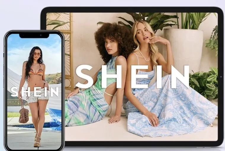 Telas do aplicativo da Shein na Itália, onde a marca foi multada por promessas irreais sobre sustentabilidade