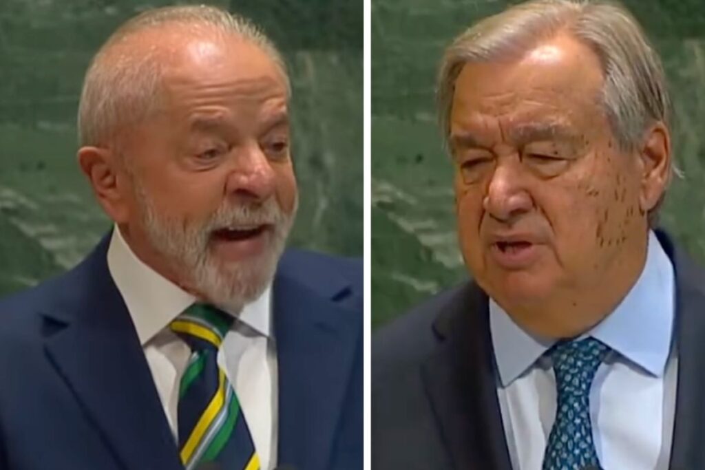 Lula e António Guterres em discursos na Assembleia Geral da ONU 2025, onde falaram sobre clima e COP30