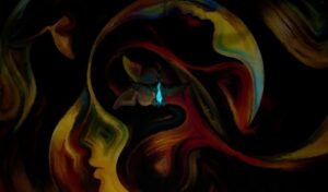Arte da fotografia foi a imagem premiada na categoria criatividade e mostra um pássaro azul ao lado de uma borboleta em um fundo colorido