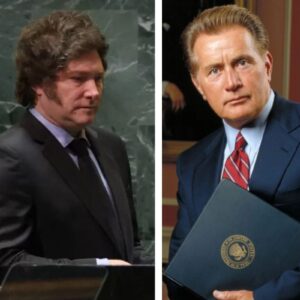 Javier Milei e Martin Sheen no personagem da série The West Wing