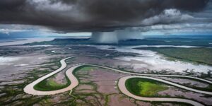 Rio King na Austrália e uma forte tempestade ao fundo, a imagem foi premiada no concurso de fotos panorâmicas