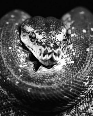 Cobra enrolada foi uma das imagens finalistas do prêmio de fotos preto e branco