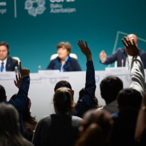 Coletiva de imprensa durante a COP29 em Baku