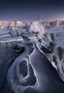 A paisagem desértica do Novo México que mostra formações rochosas incomuns foi uma das fotografias premiadas no Lanscape Photographer of the year