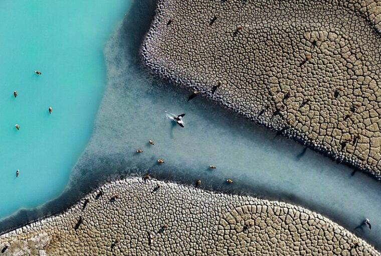 Foto aérea mostra a seca que atinge o lago Brudur na Turquia. A imagem venceu o concurso de fotografia de paisagem Wiki Loves Earth