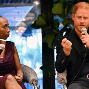 Sophie Chandauka e príncipe Harry, em evento representando a ONG Sentebale