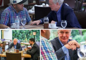 Senador Chris Van Hollen em encontro com Kilmar Albrego Garcia em El Salvador, com e sem margaritas na mesa