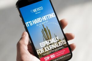 Celular exibindo campanha denunciando destinos turísticos de países perigosos para jornalistas