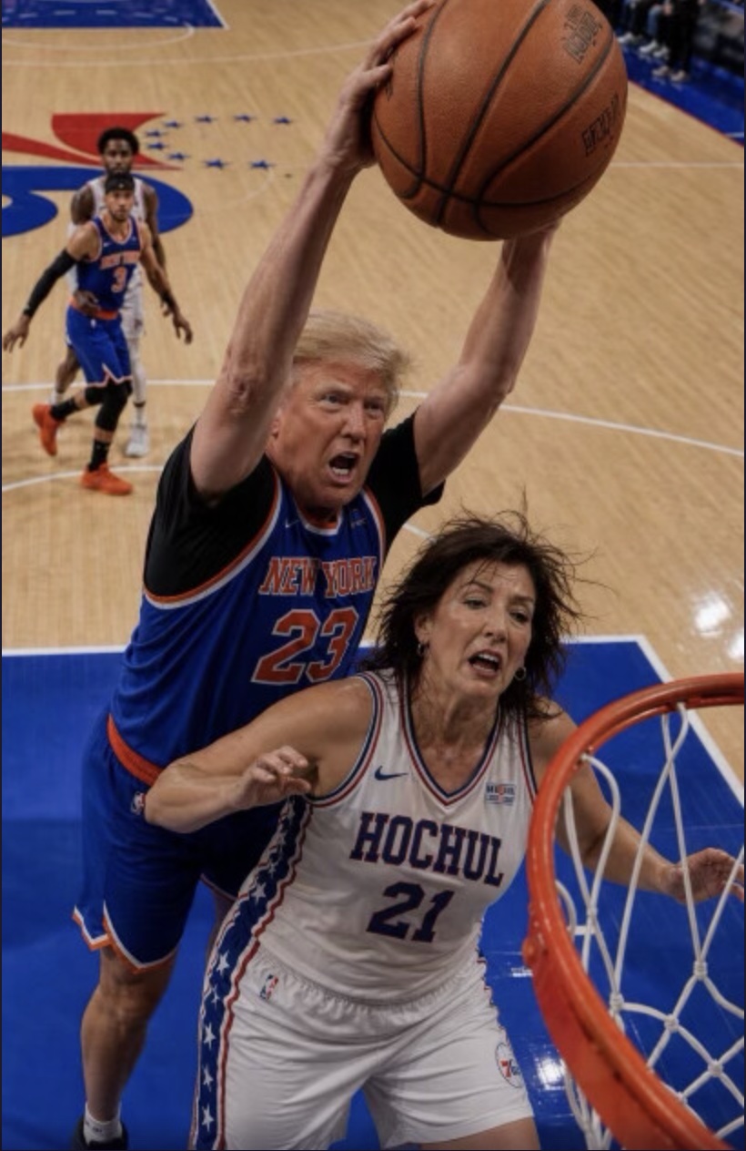 Trump jogando basquete imagem IA