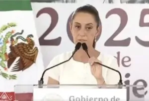 Claudia Sheinbaum, presidente do México, em vídeo distorcido pela onda de fake news sobre os protestos em Los Angeles
