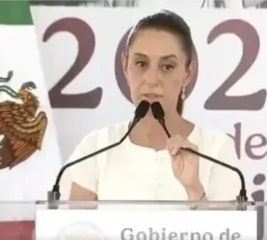 Claudia Sheinbaum, presidente do México, em vídeo distorcido pela onda de fake news sobre os protestos em Los Angeles