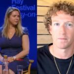 Montagem mostra Sarah Wynn, ex-diretora do Facebook, ao lado de Mark Zuckerberg, CEO da empresa