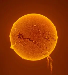 Erupção solar. A imagem é uma das finalistas do concurso de fotos do céu do Observatório de Greenwich