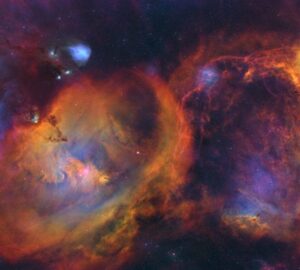 Um mosaico de arco-íris da Nebulosa da Roseta. A imagem foi selecionado no concurso de fotos do céu 2025