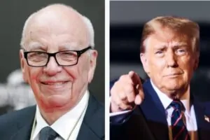 Ruppert Murdoch, dono da Fox News, e Donald Trump, que rompeu com o antigo aliado após divulgação de carta supostamente enviada a Epstein