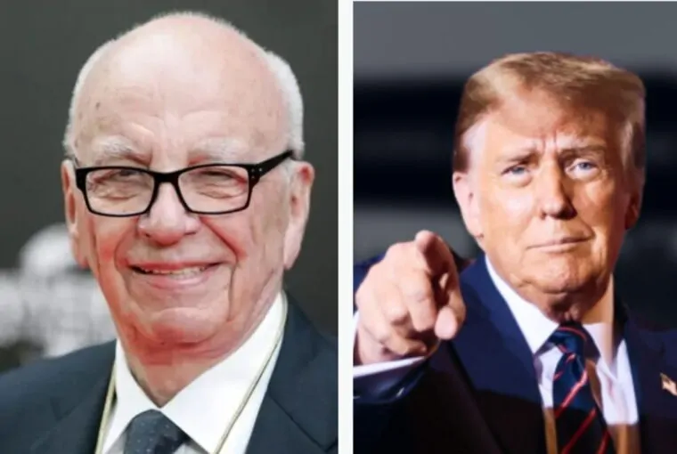 Ruppert Murdoch, dono da Fox News, e Donald Trump, que rompeu com o antigo aliado após divulgação de carta supostamente enviada a Epstein