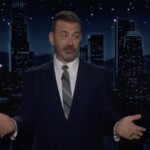 Jimmy Kimmel apresentador de talk show no palco do programa