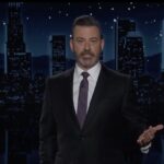 Jimmy Kimmel em seu programa noturno, cancelado após comentários sobre Charlie Kirk