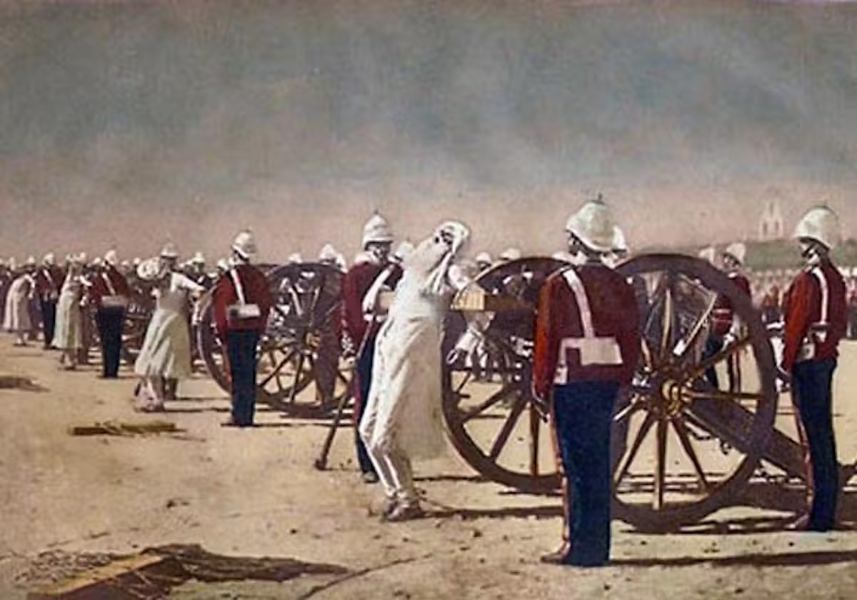 Quadro Blowing from Guns in British India by Vasily Vereshchagin (1884)