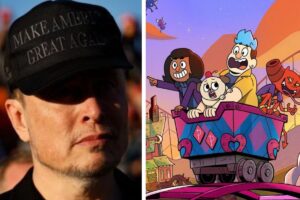 Elon Musk e personagens da série Dead End Paranormal Park da Netflix