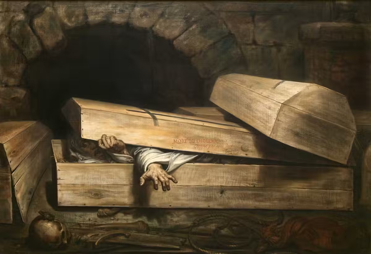 Obra de arte L'inhumation Précipitée by Antoine Wiertz (1854). Wiertz Museum