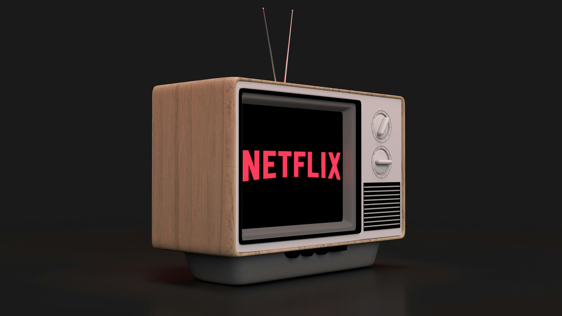 Logomarca da Netflix na tela de uma tv antiga