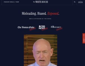 Home Page do site da Casa Branca Hall of Shame, criado pelo governo Trump para listar veículos e jornalistas acusados de 'fake news'