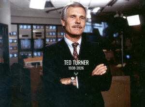 Ted Turner fundador da CNN dentro do estúdio