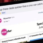 computador com email marketing de promoção fazendo piada com criança jogada a crocodilos