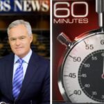 Scott Pelley jornalista CBS e logomarca do programa 60 minutes