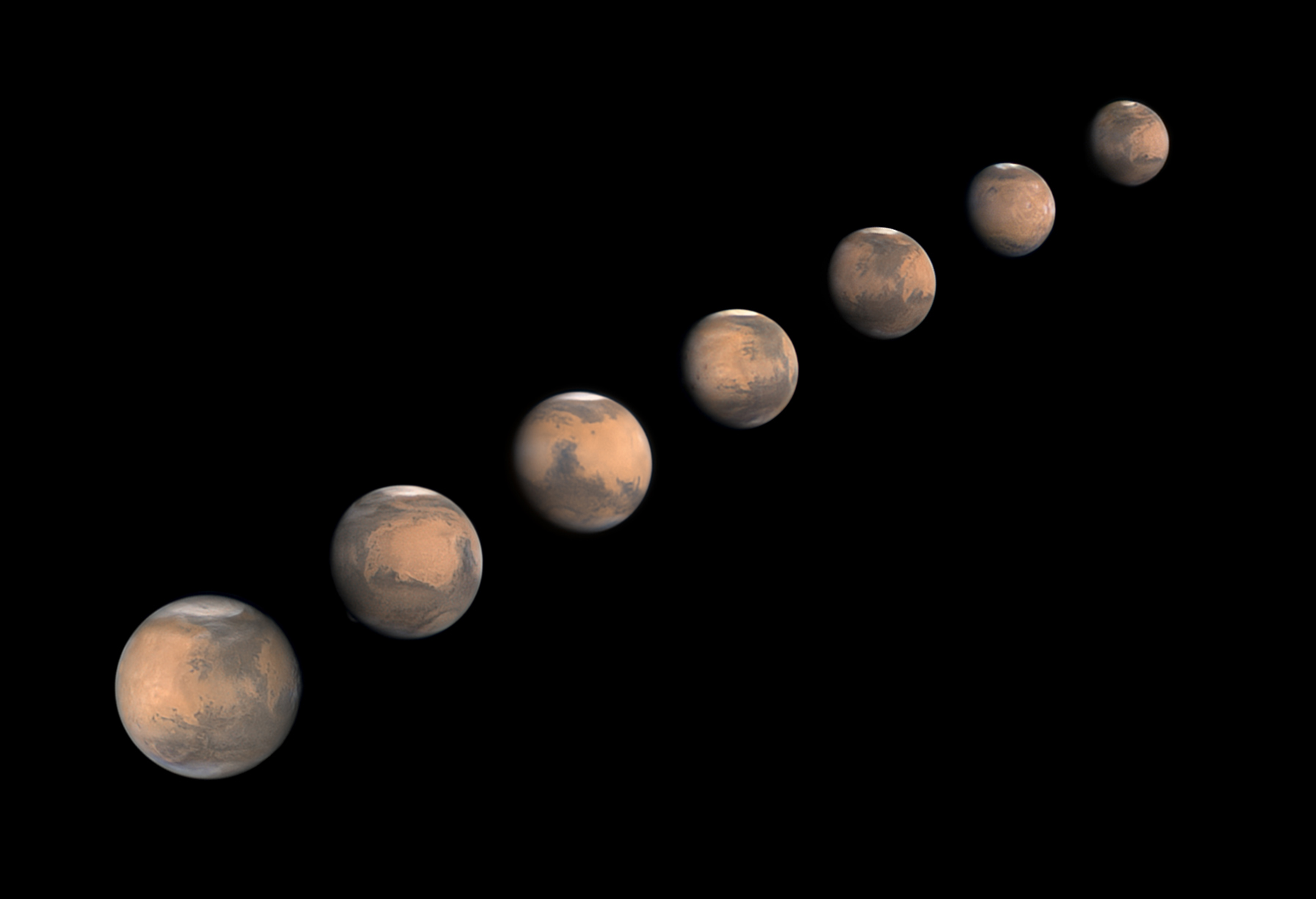Planeta Marte em movimento 