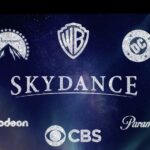 Logomarca da Skydance cercada por marcas de estúdios e empresas unidas com a fusão da Paramount e Warner
