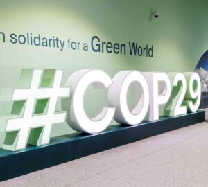 Entrada da COP29, conferência do clima em Baku