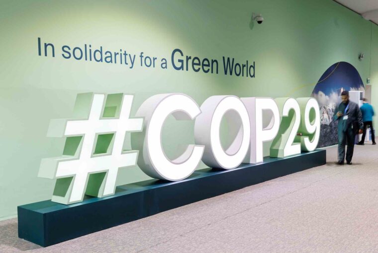 Entrada da COP29, conferência do clima em Baku